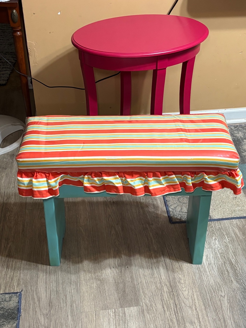 Colorful Striped Bench Super Cute